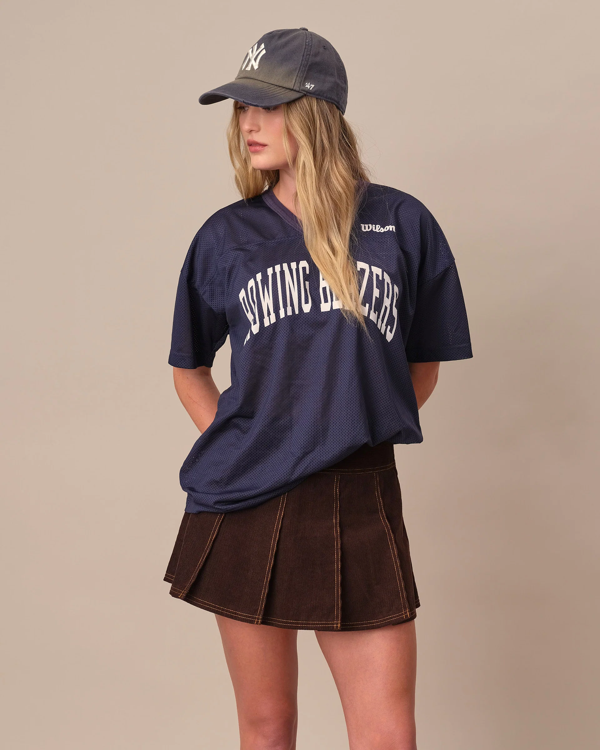 Women's Corduroy Pleated Skirt Dark Brown - Image 4