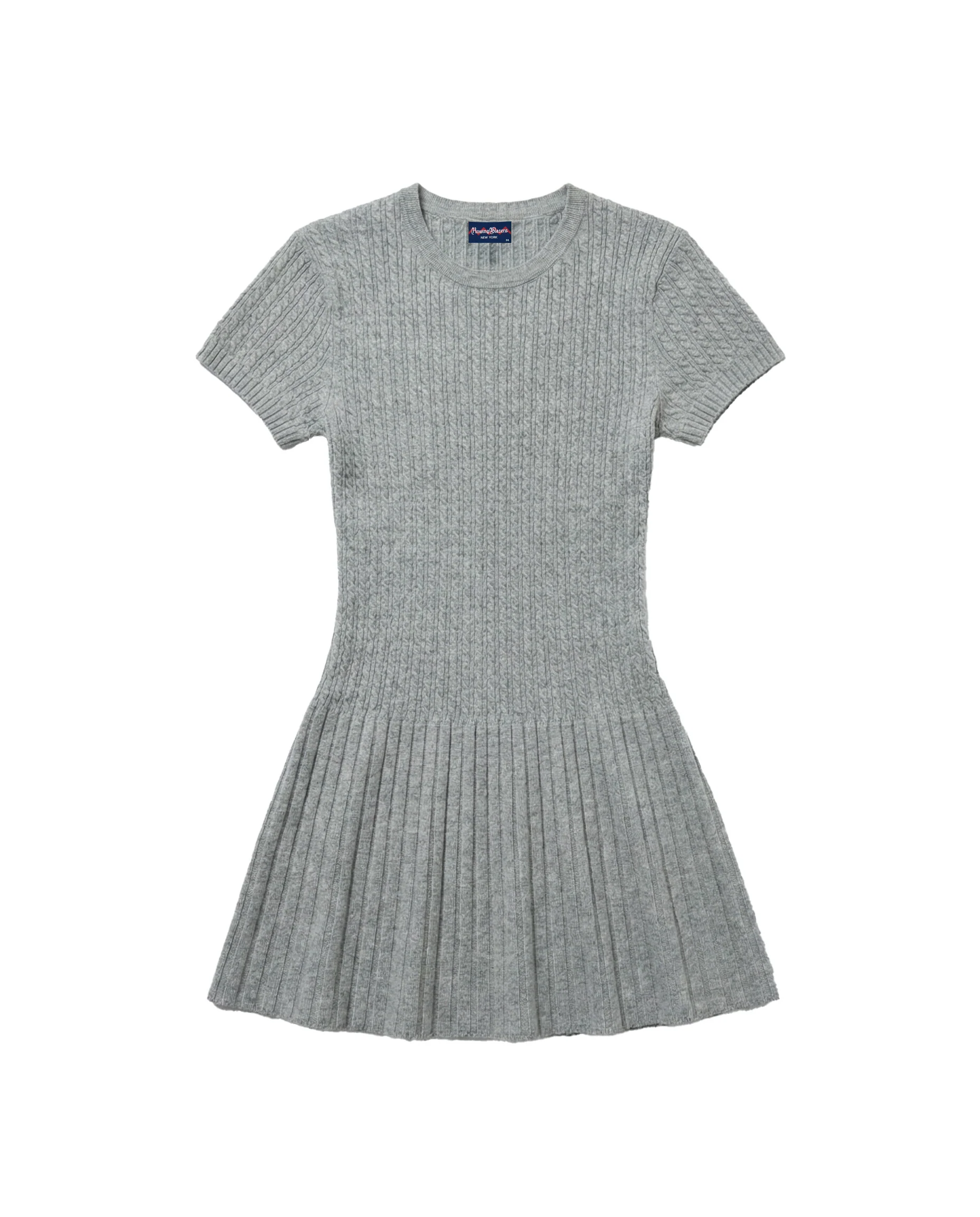 Women's Cotton Cable Knit Pleated Dress Heather Gray - Image 8