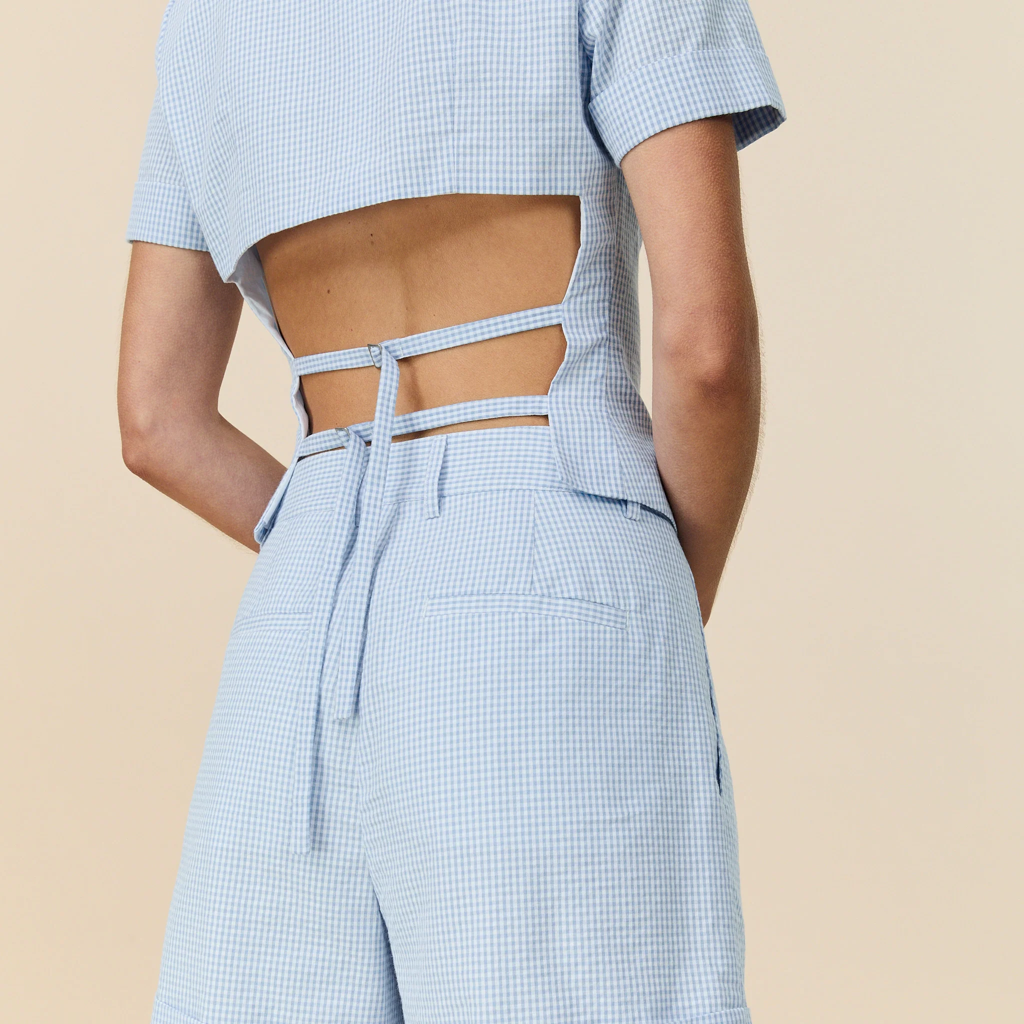 Women's Cotton Gingham Shorts Blue/White Gingham - Image 3