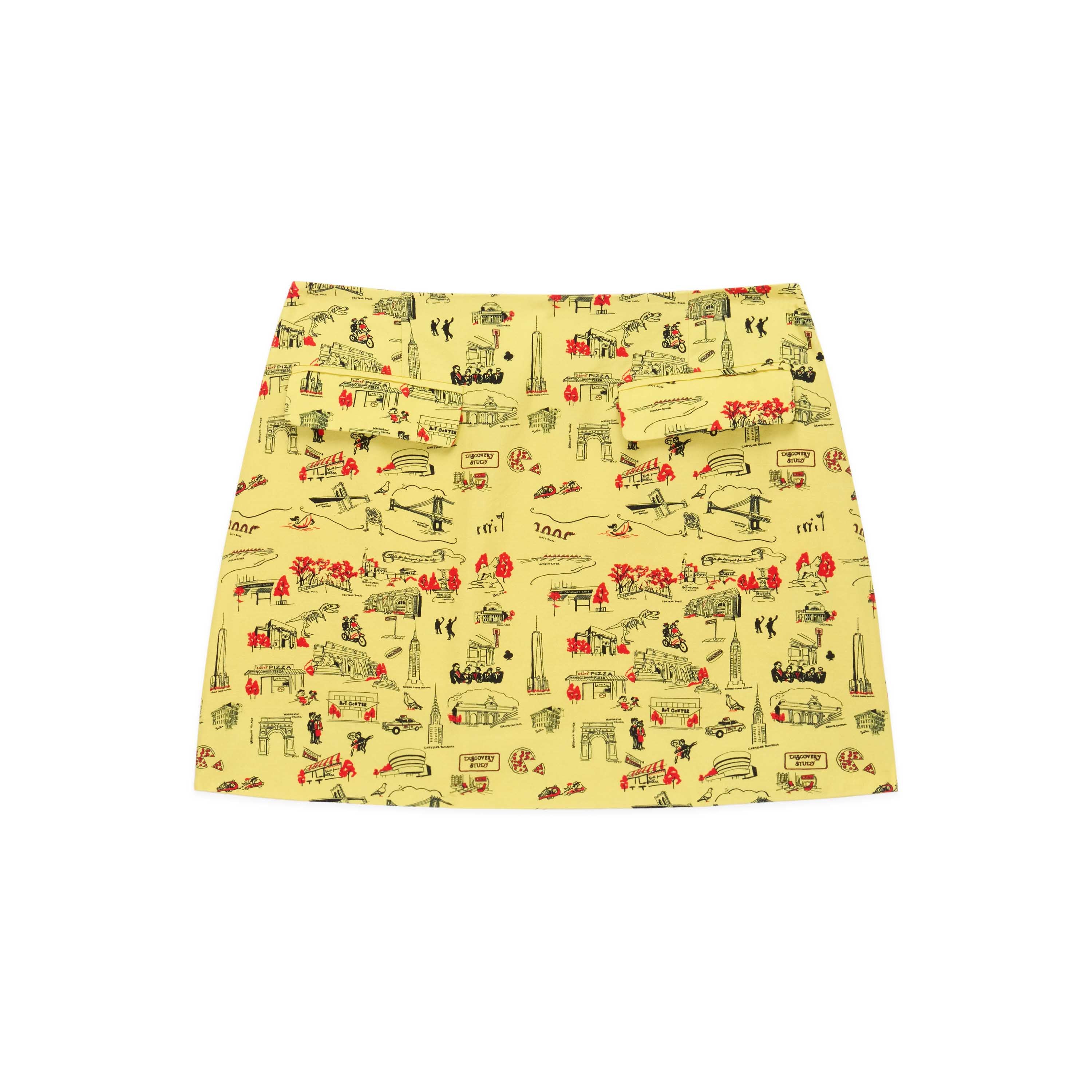 Women's Cotton Linen Mini Skirt NYC Map Print