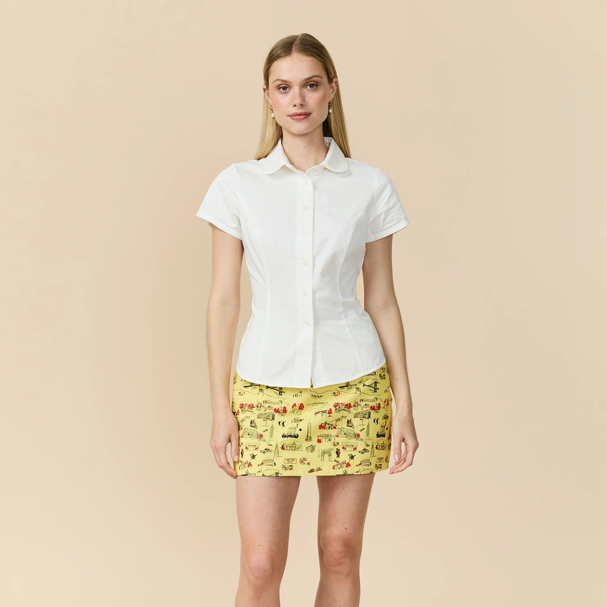 Women's Cotton Linen Mini Skirt NYC Map Print - Image 5