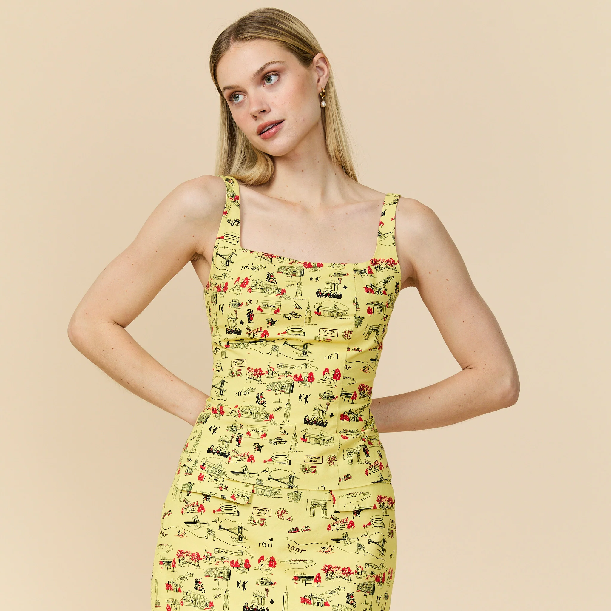 Women's Cotton Linen Top NYC Map Print - Image 2