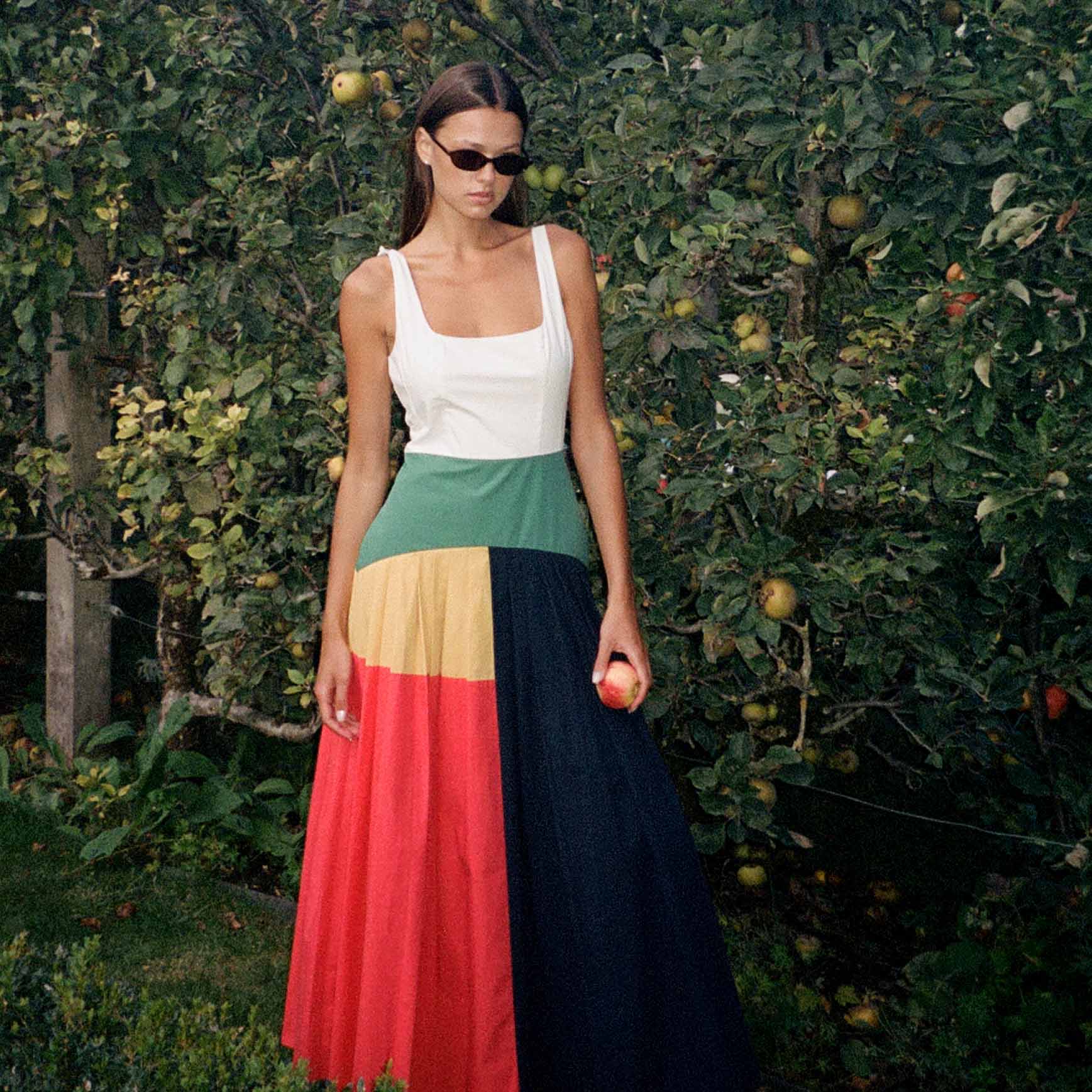 Women's Cotton Poplin Pleated Dress Colorblock - Image 8