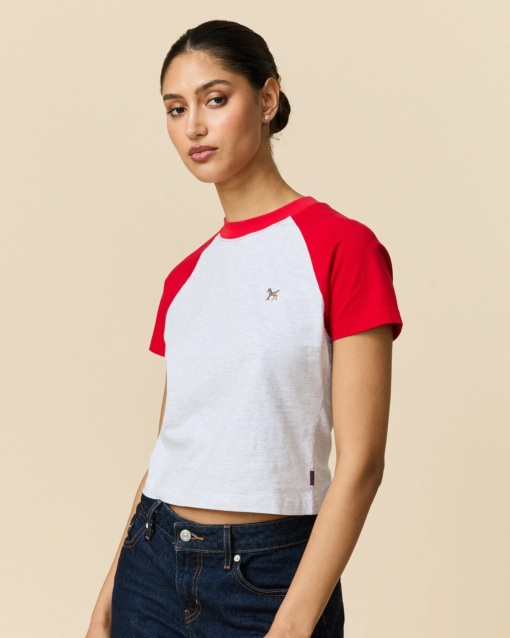 Women's Cotton Raglan Horse Tee Heather Gray - Image 3