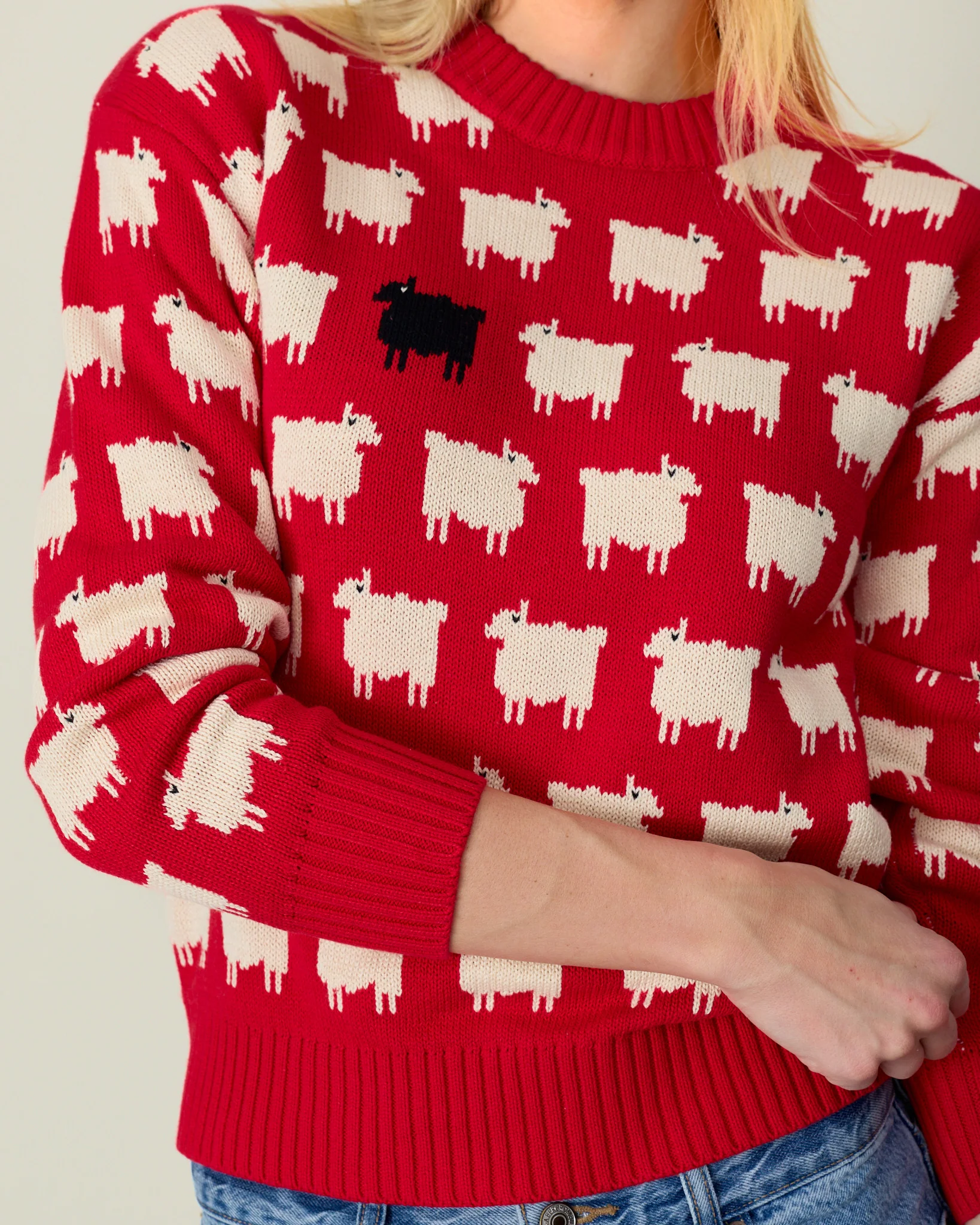 Warm & Wonderful Women's Fitted "Diana Edition" Cotton Sheep Sweater - Image 3