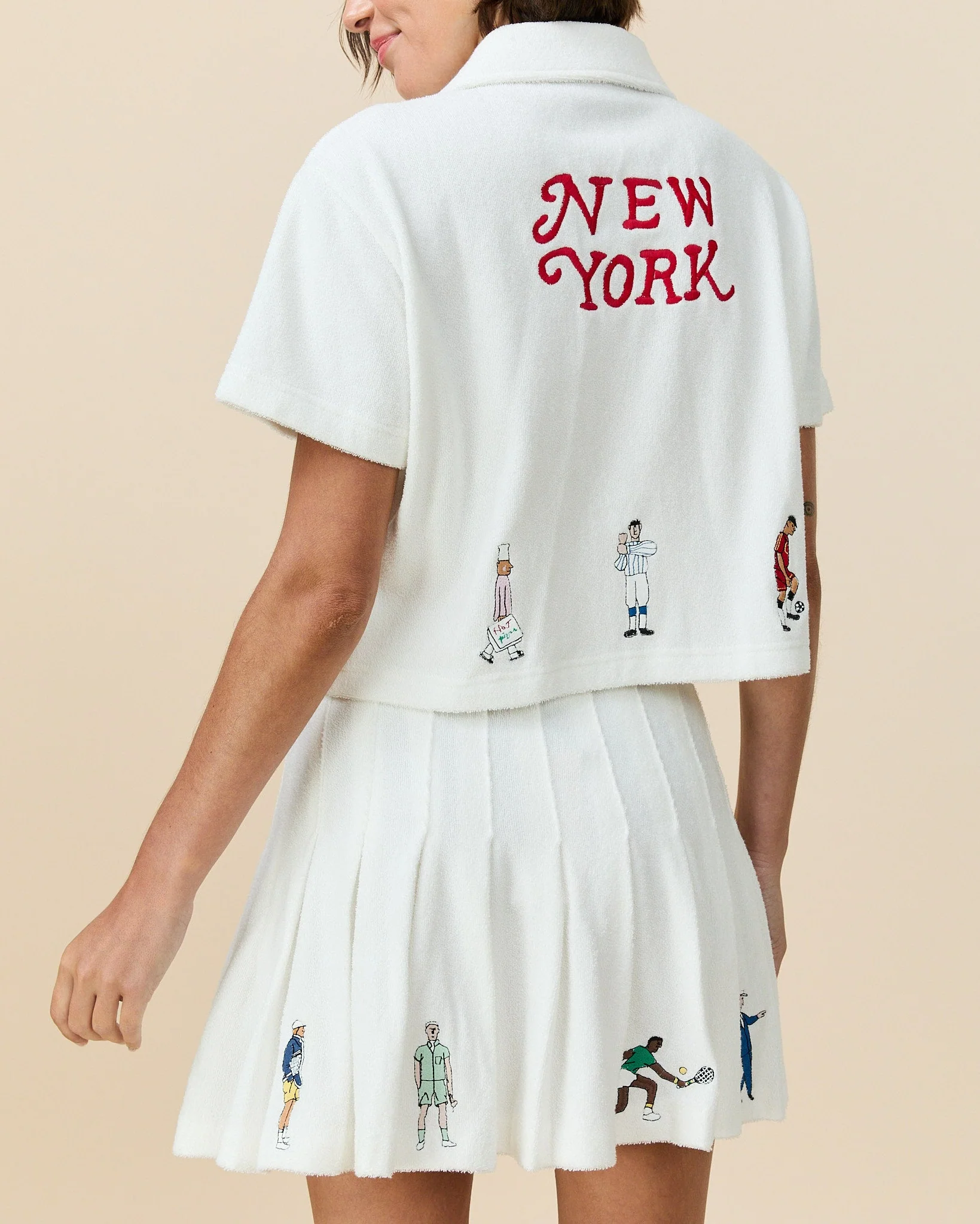 Women's Cropped Terry Zip Up Polo White