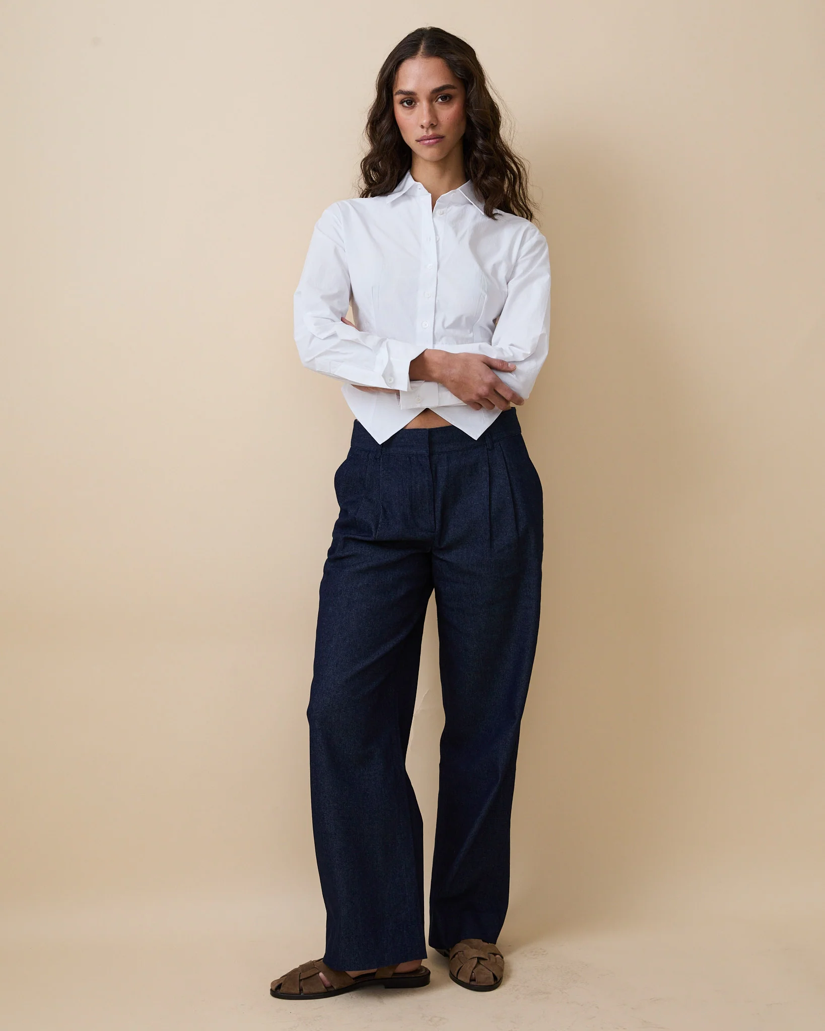 Women's Cummerbund Button Down Shirt White - Image 2