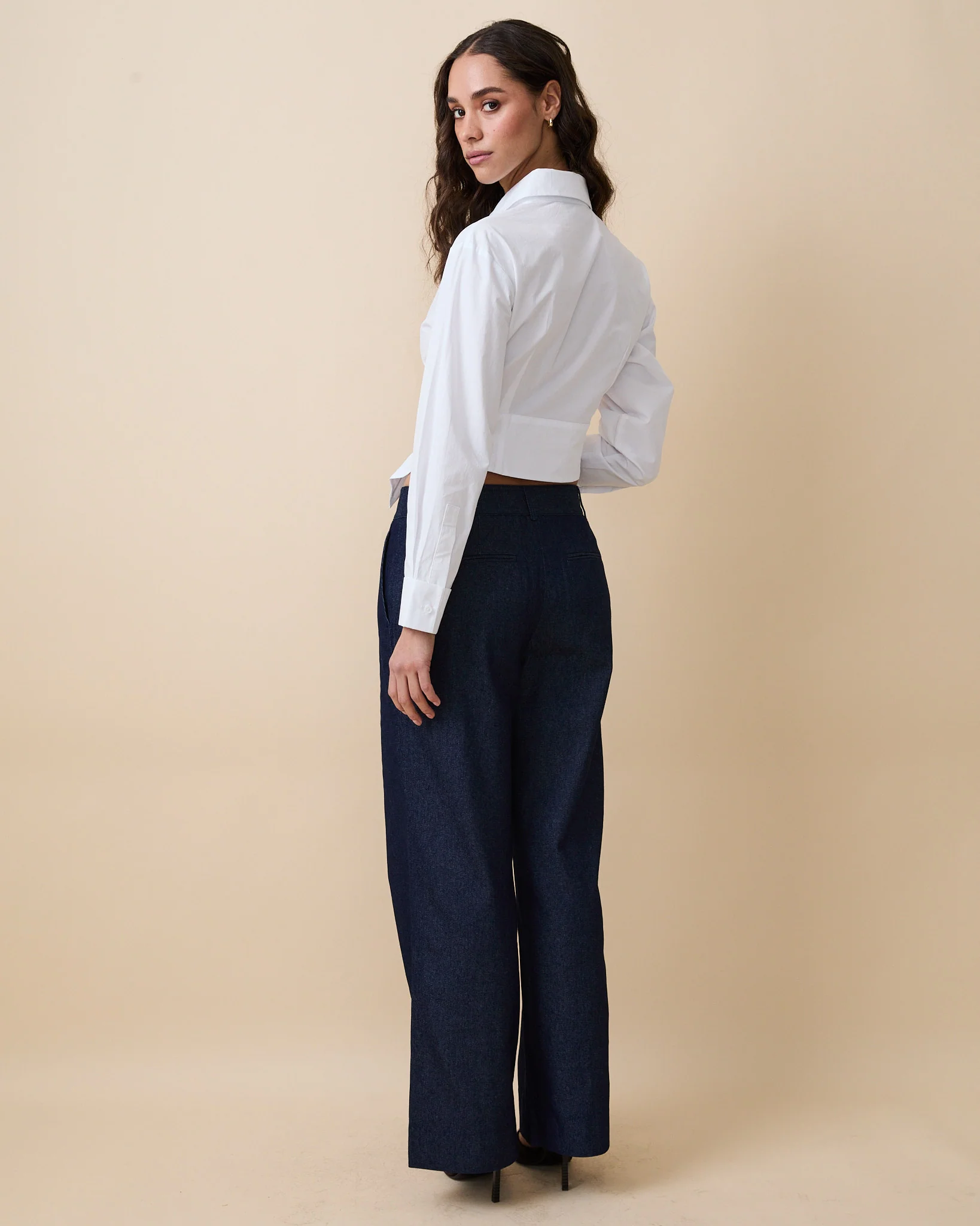 Women's Cummerbund Button Down Shirt White - Image 7