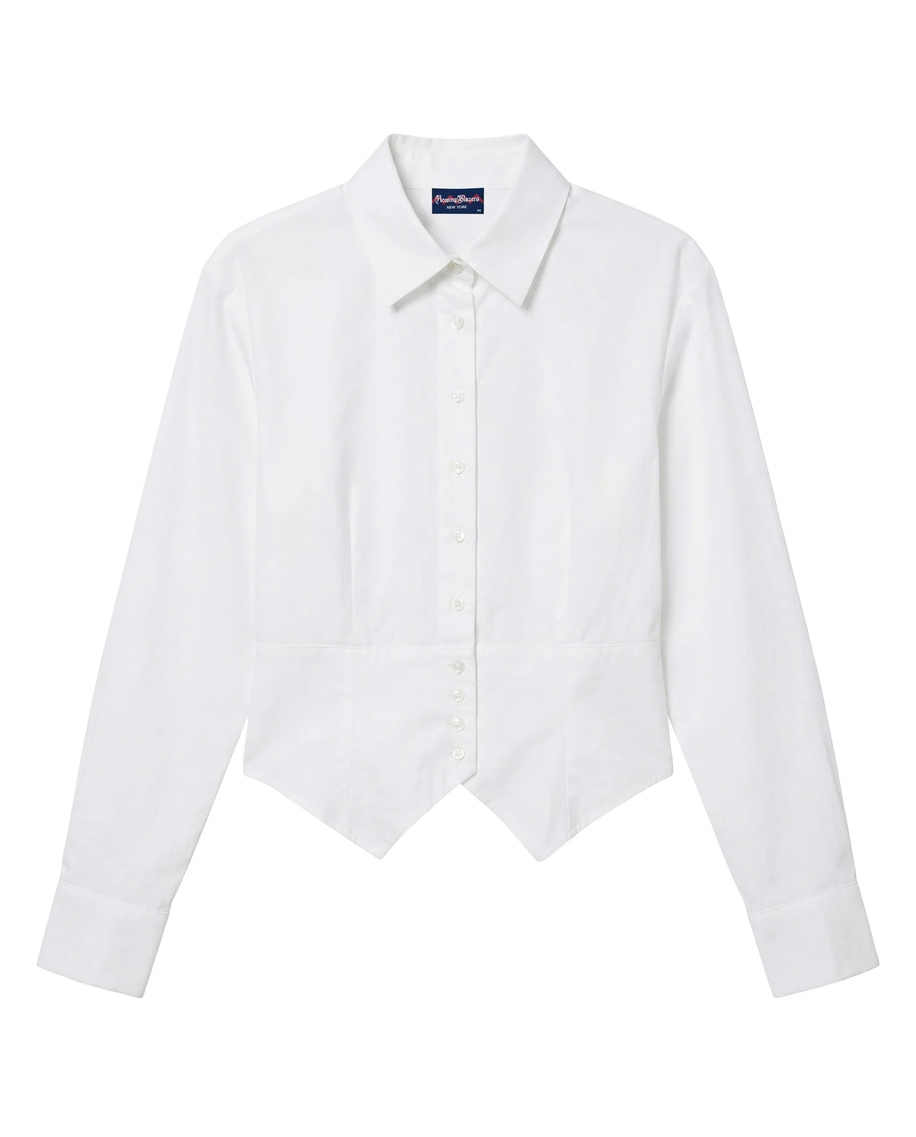 Women's Cummerbund Button Down Shirt White - Image 8