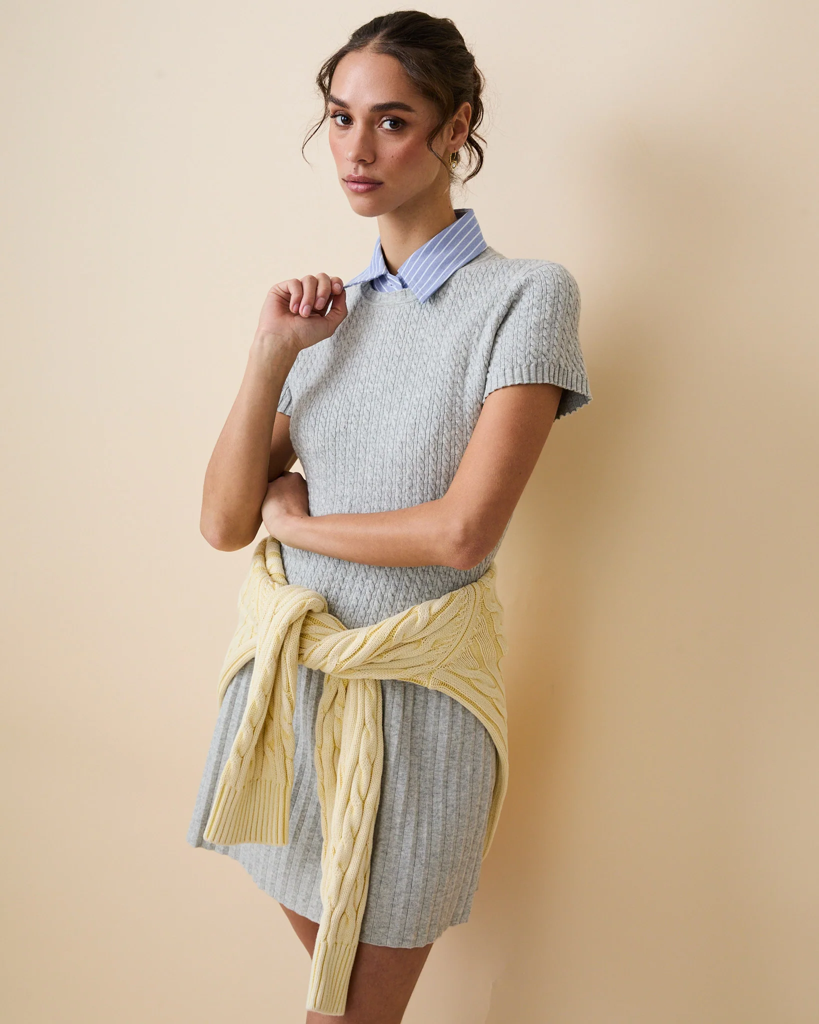 Women's Detachable Collar Blue White Stripe - Image 3