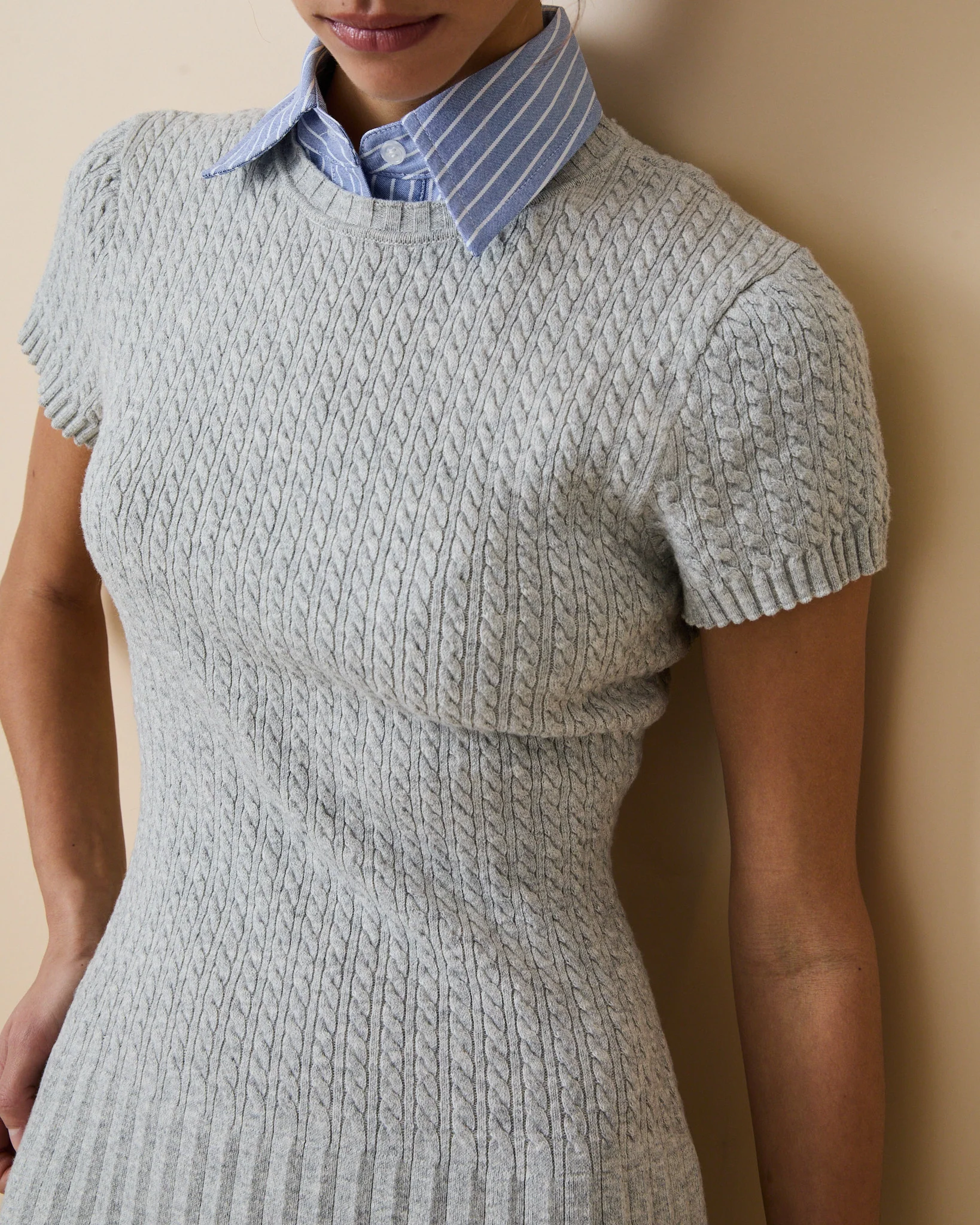 Women's Detachable Collar Blue White Stripe - Image 4