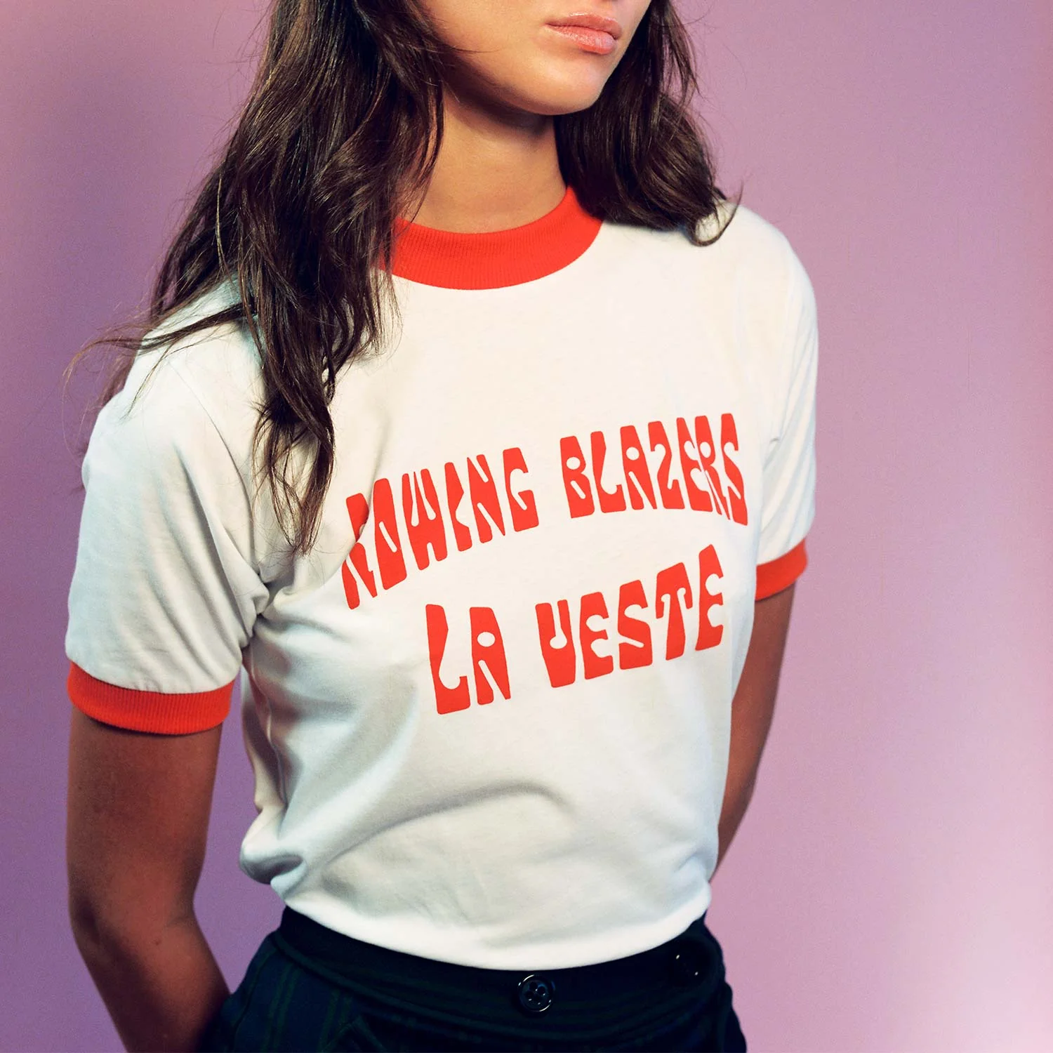 Women's Graphic Ringer Tee White and Orange - Image 5