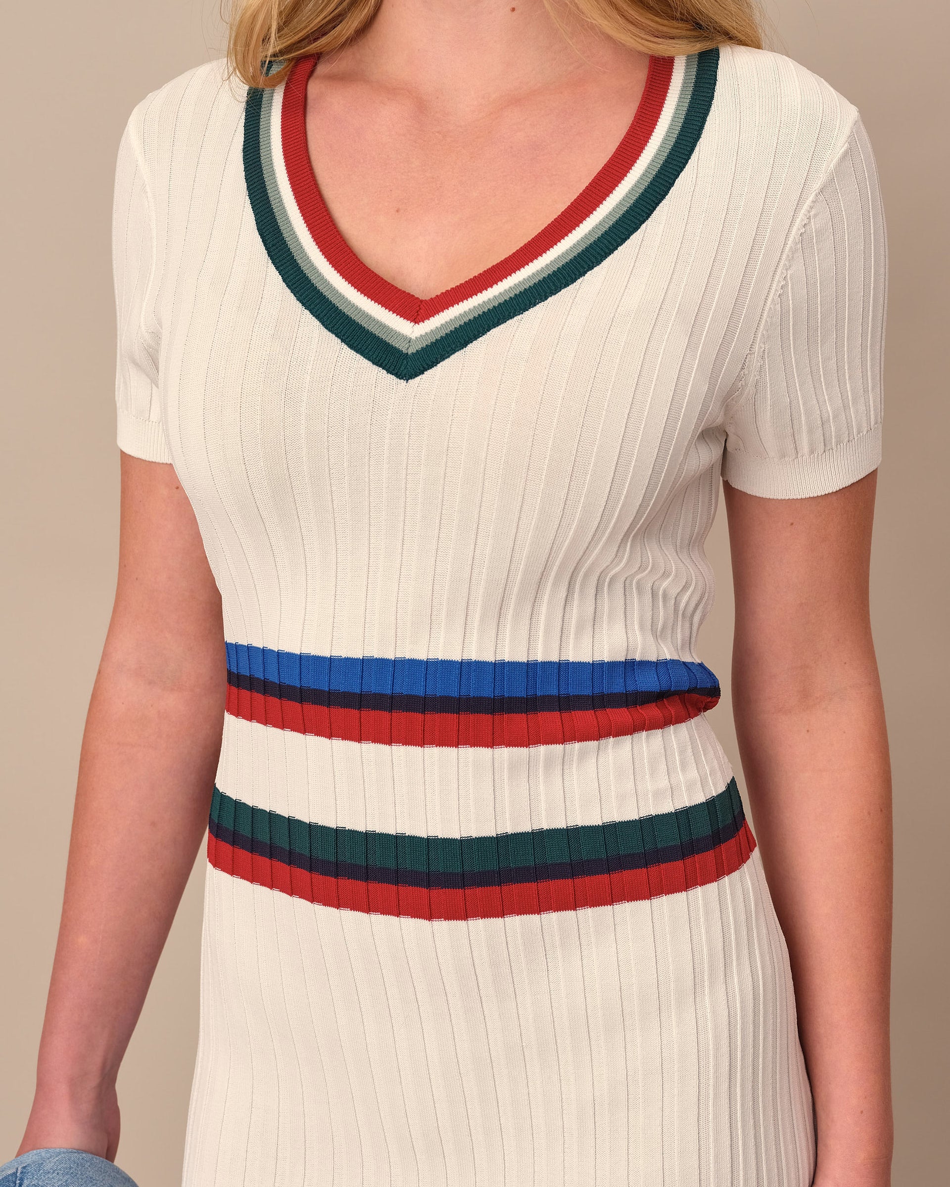 Women's Knit Pleated Dress White - Image 3