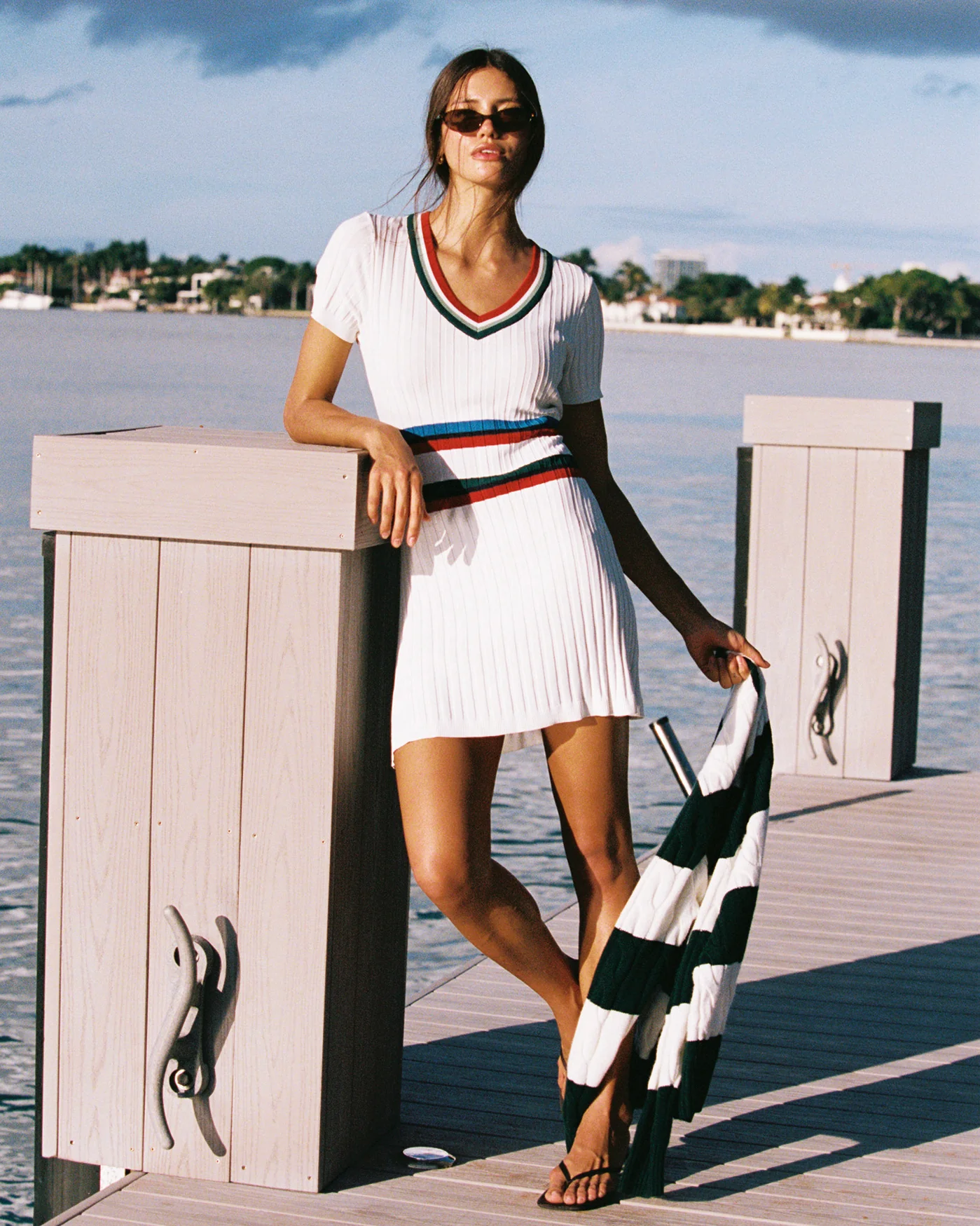 Women's Knit Pleated Dress White - Image 6