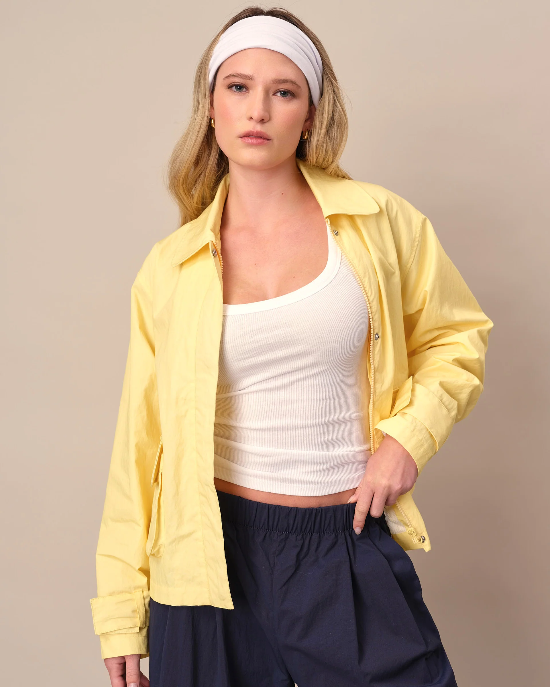 Women's Nylon Utility Jacket Yellow - Image 5