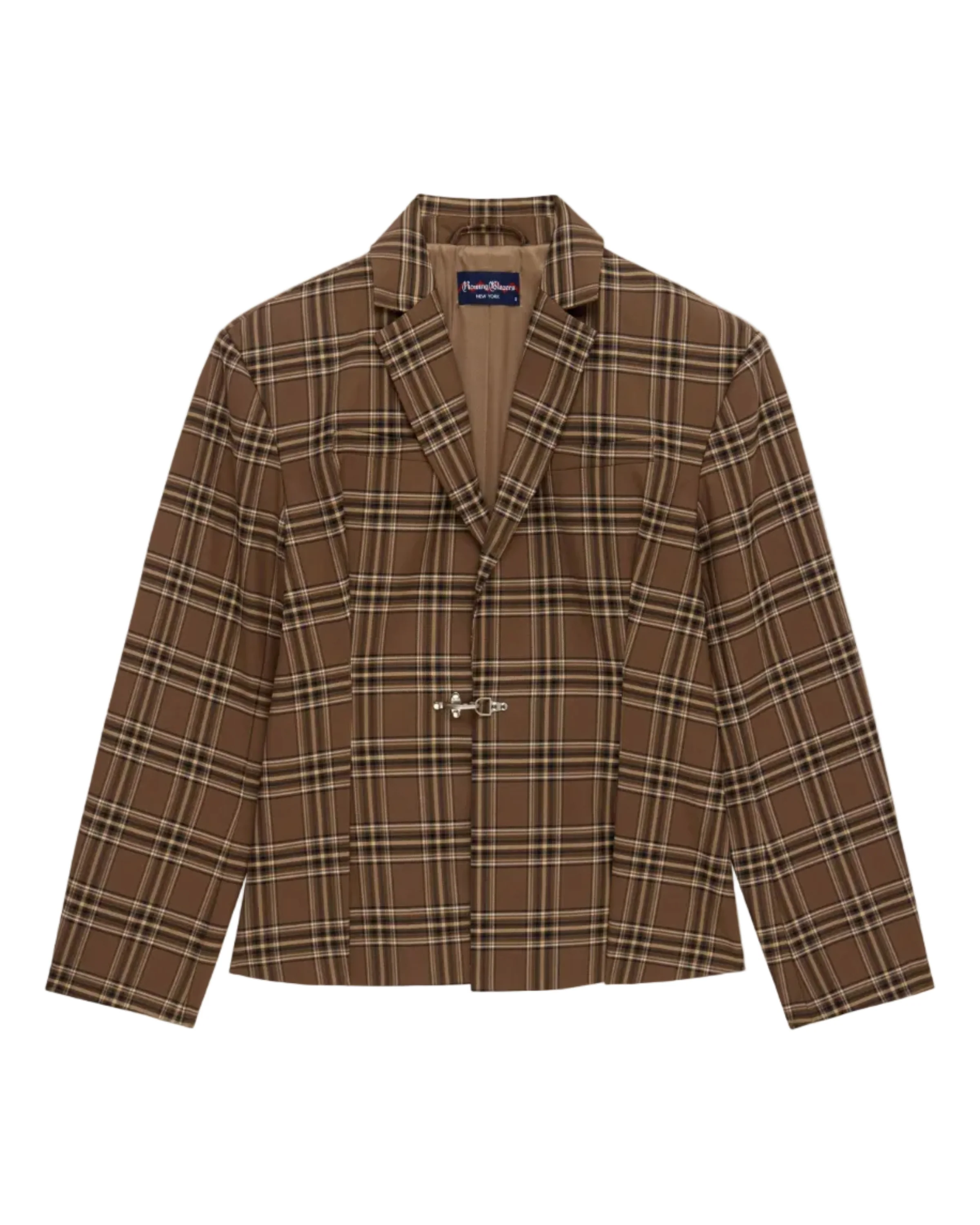 Women's Plaid Pleated Blazer Brown Plaid - Image 3