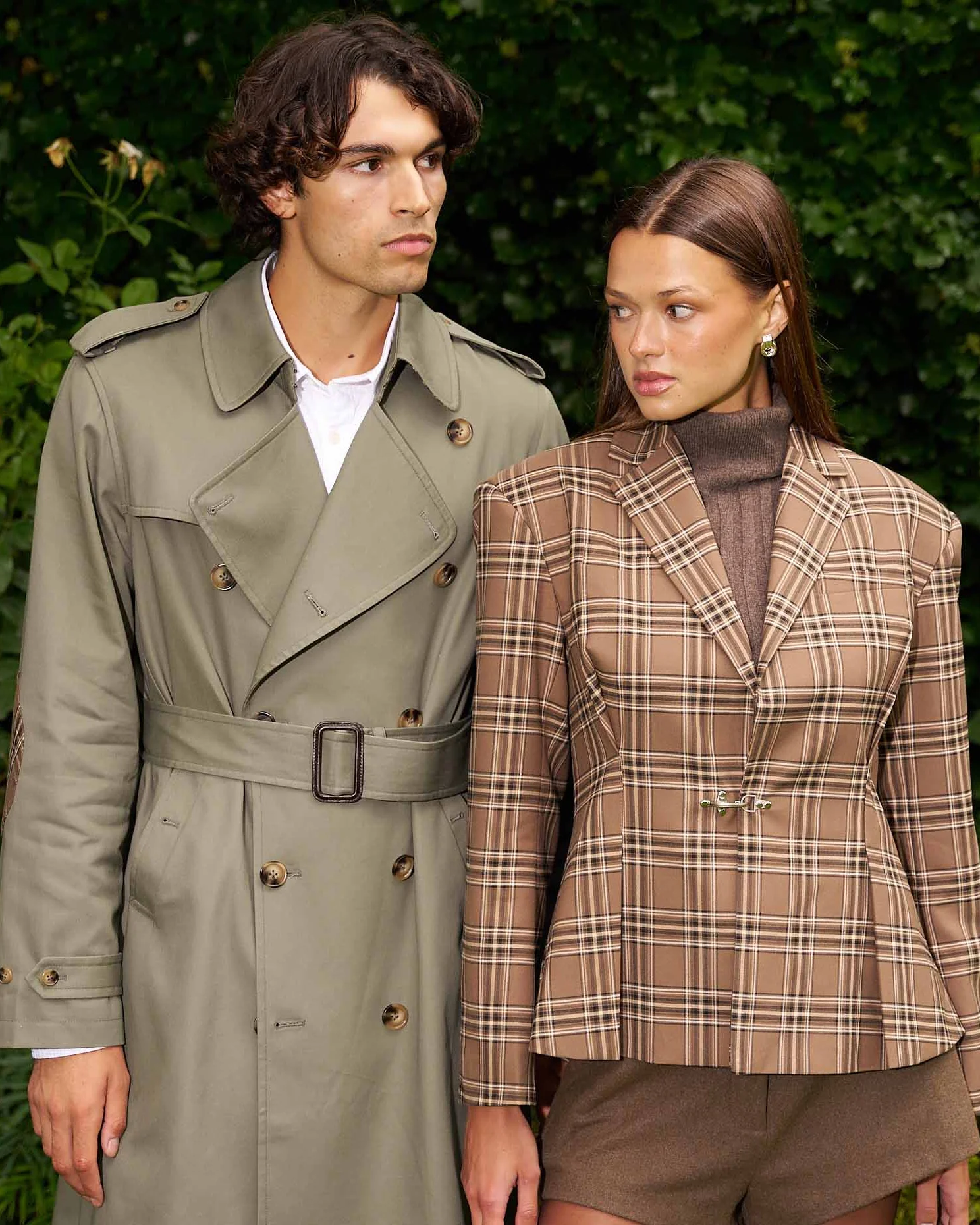 Women's Plaid Pleated Blazer Brown Plaid - Image 8