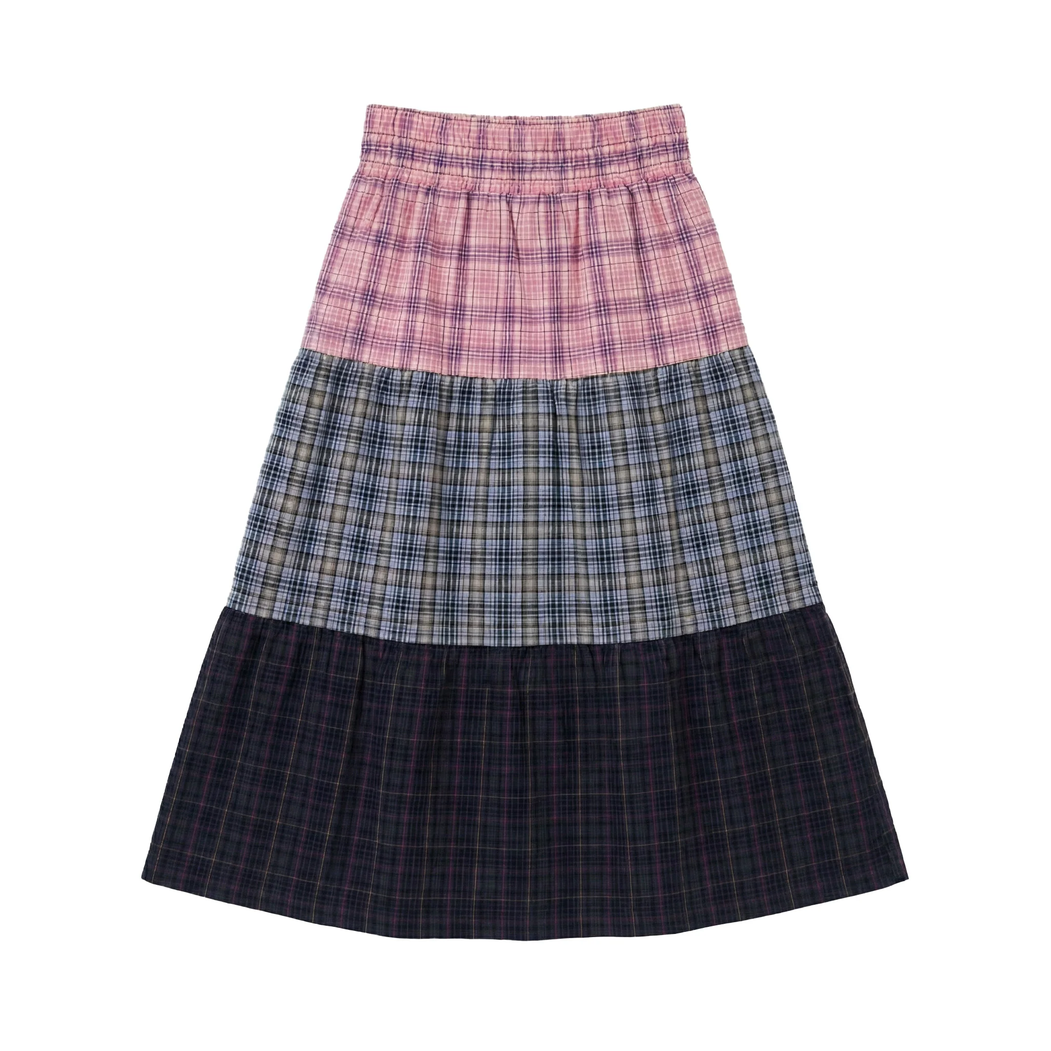 Women's Plaid Tiered Skirt Mixed Plaid - Image 6