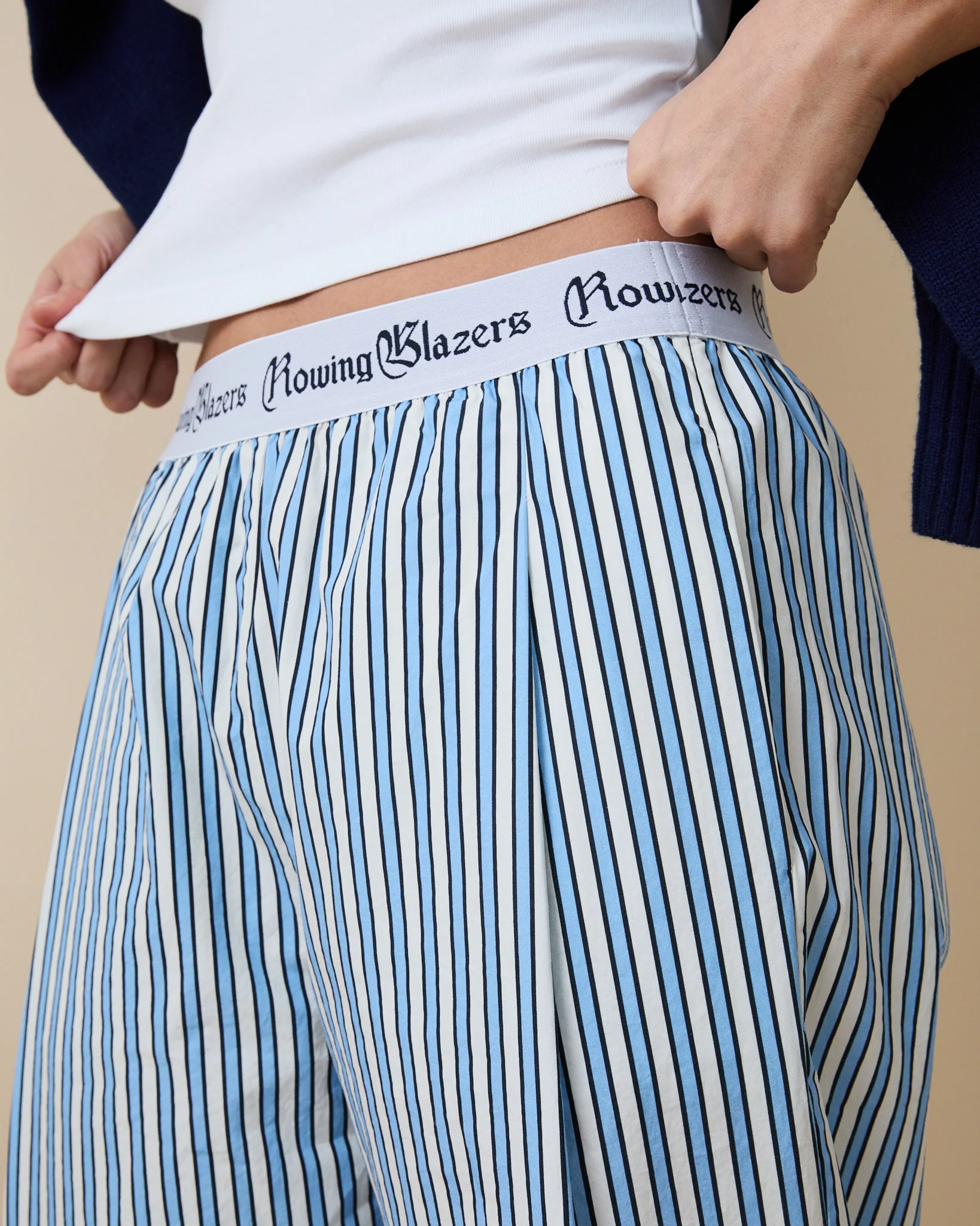 Women's Poplin Pant Blue and White Stripe - Image 4