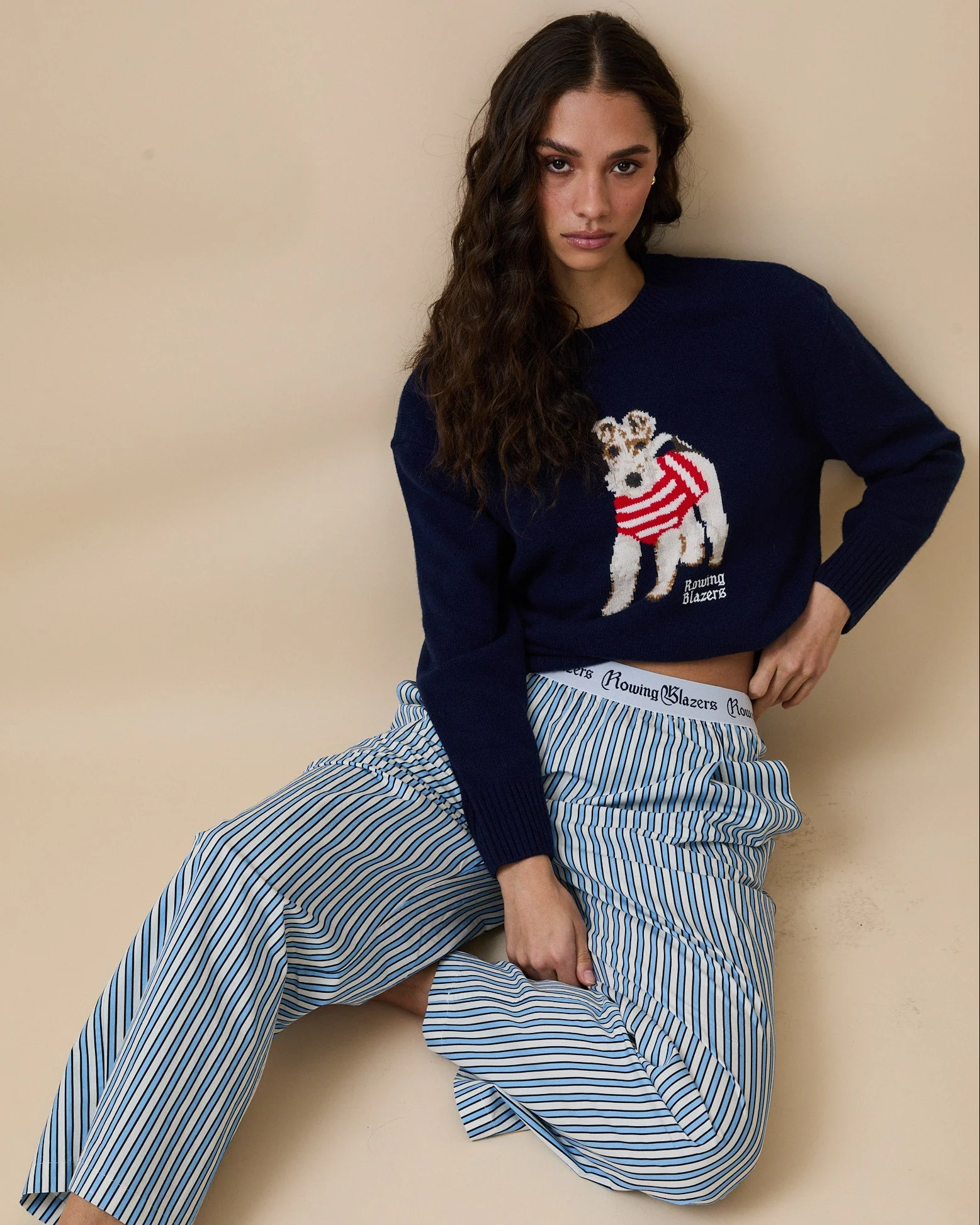 Women's Poplin Pant Blue and White Stripe - Image 7