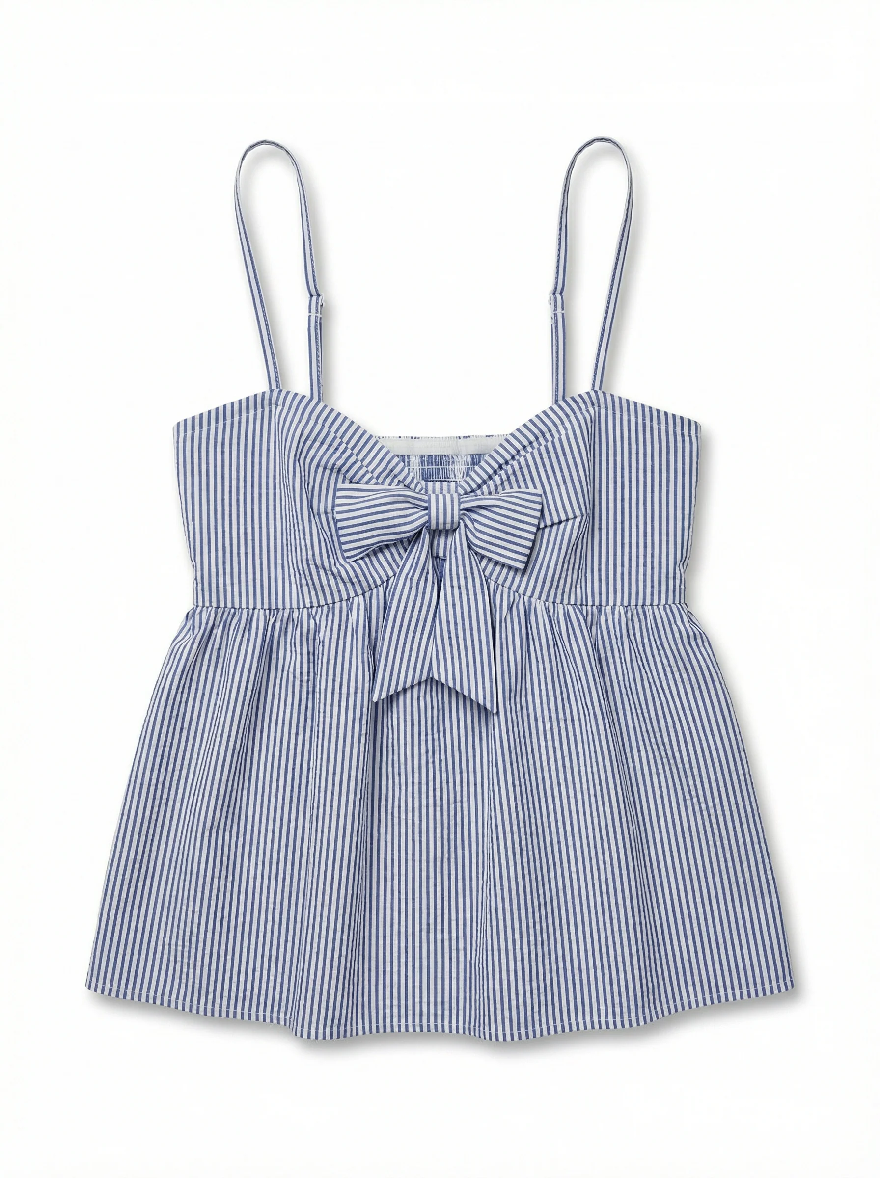 Women's Seersucker Tank Blue - Image 7