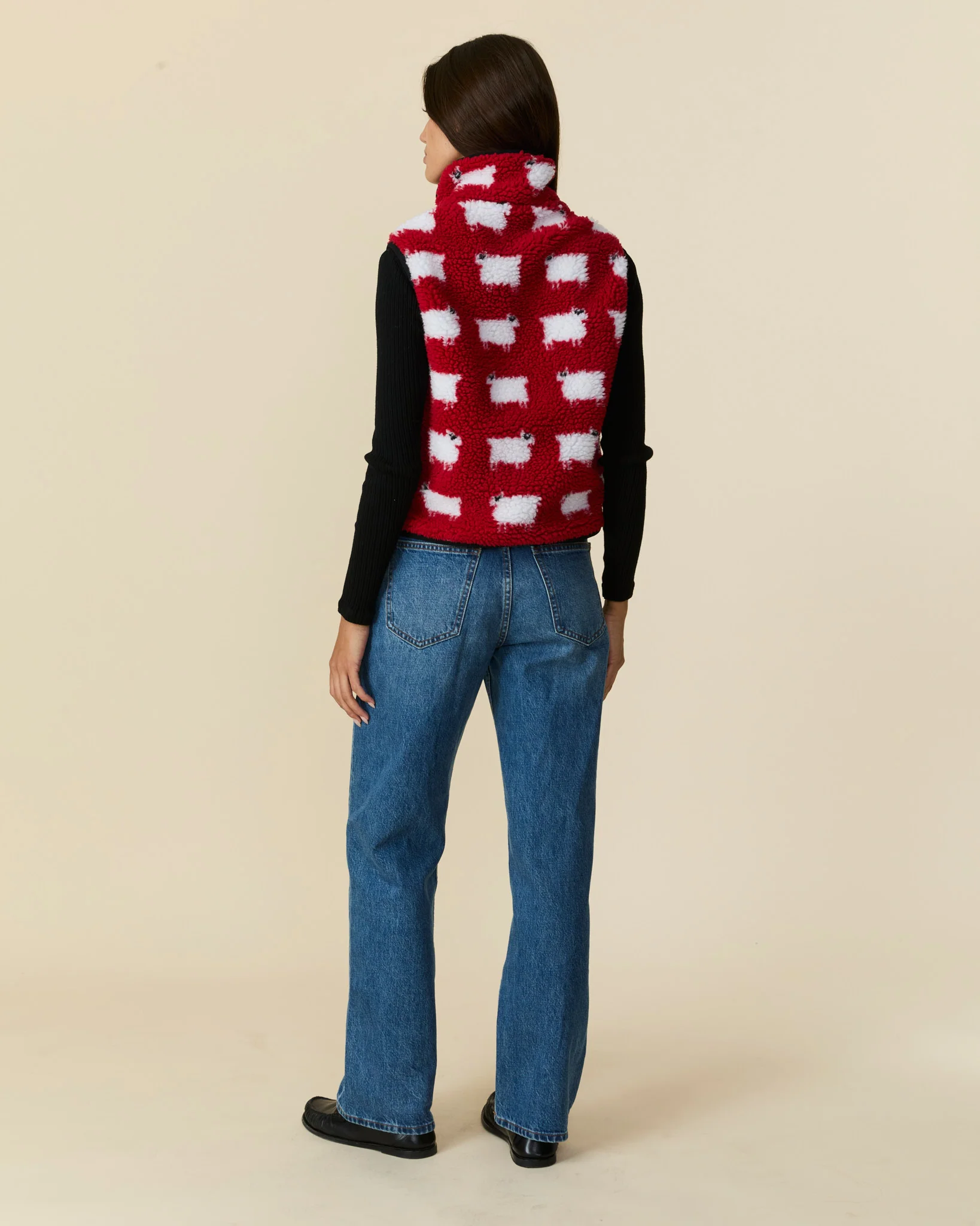 Women's Sherpa Sheep Vest Diana Red - Image 5
