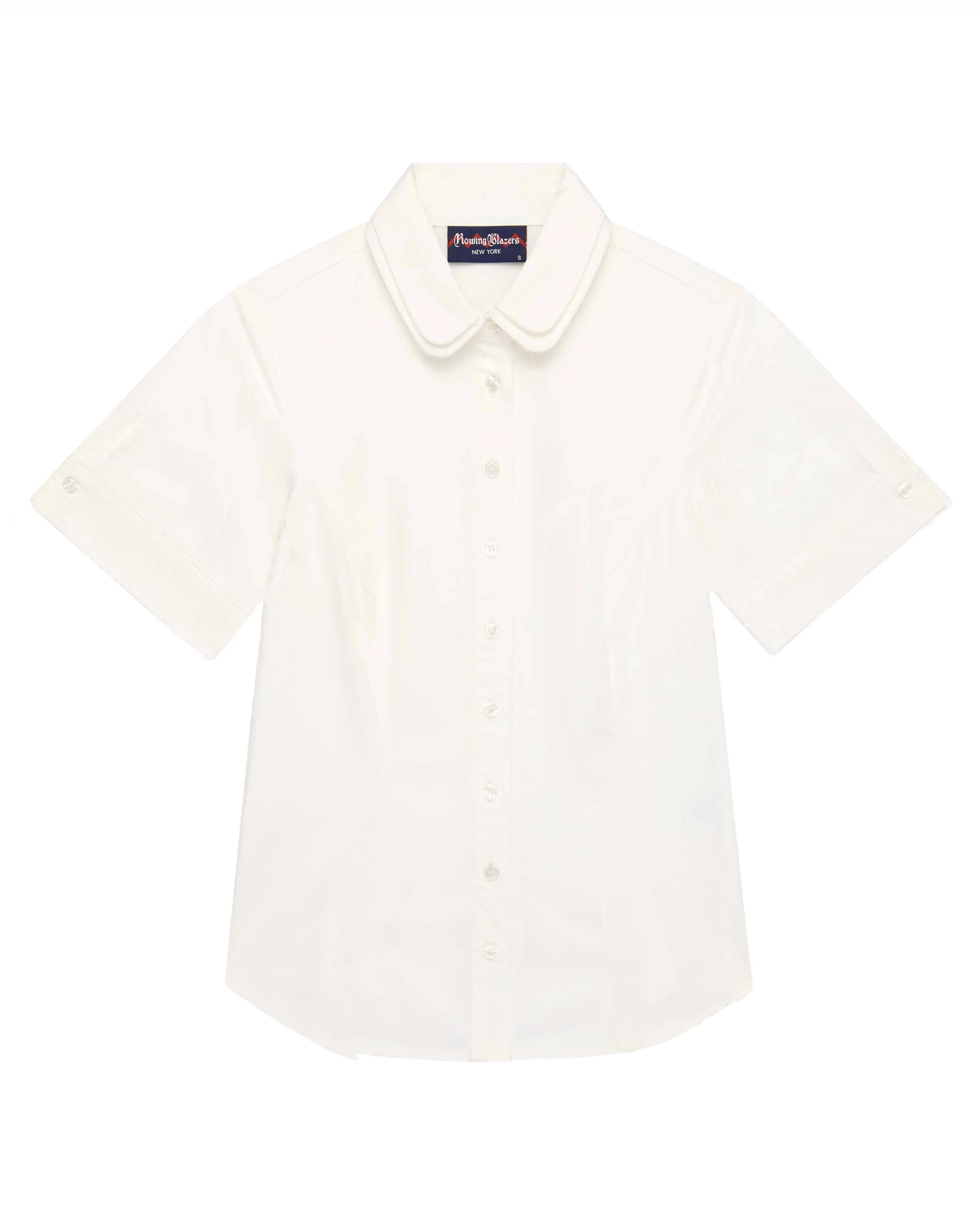 Women's Short Sleeve Collar Button Down White - Image 6