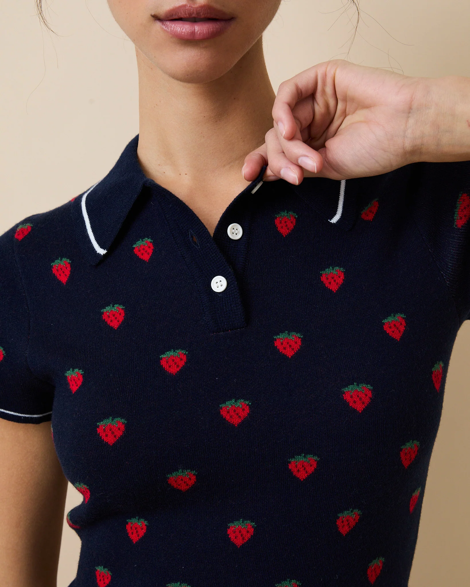 Women's Sweater Polo Dress Navy - Image 3