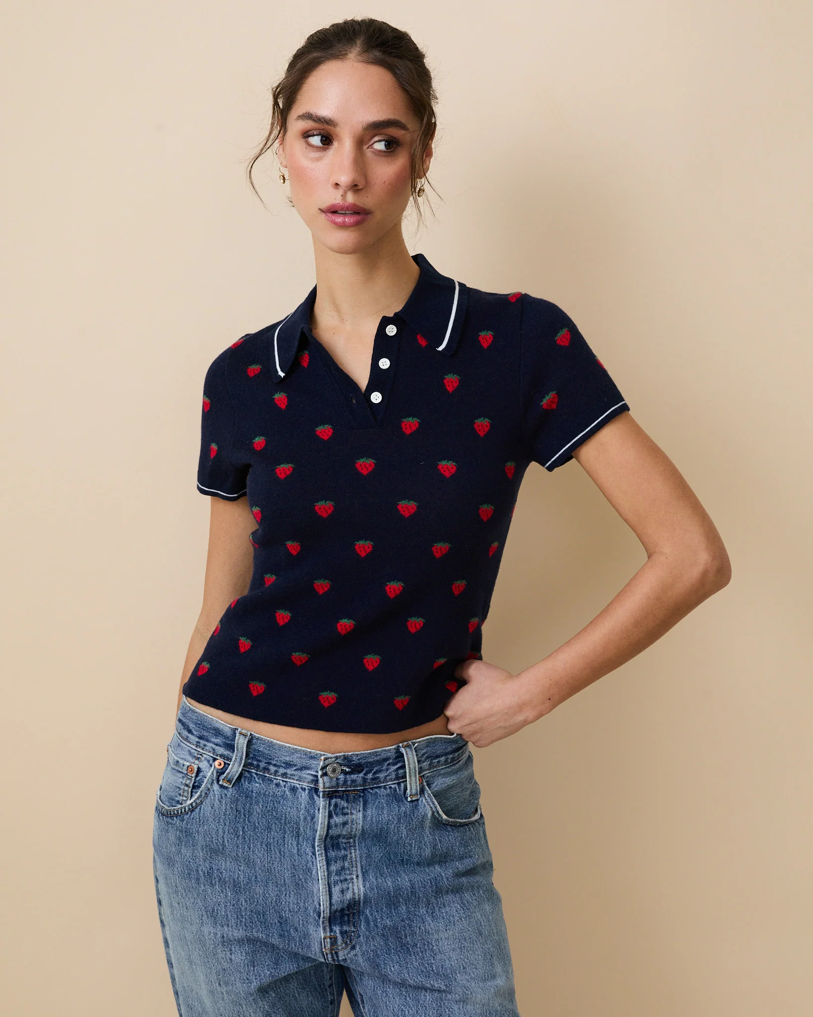 Women's Sweater Polo Navy