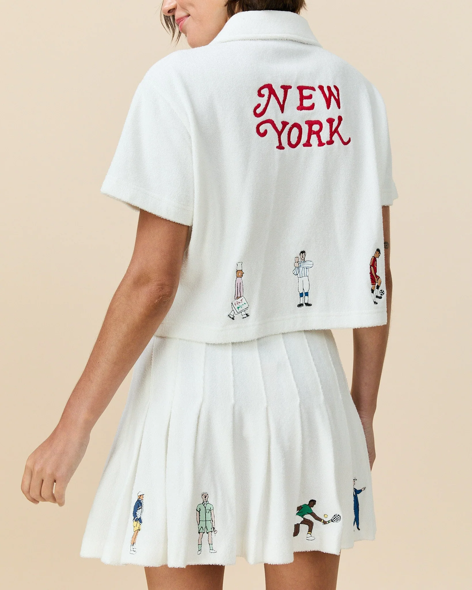 Women's Terry Pleated Skirt White - Image 4