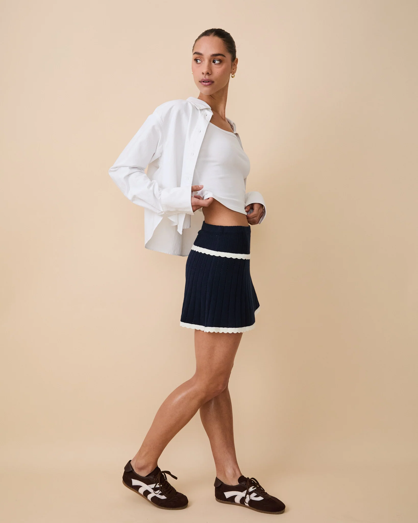 Women's Tiered Scallop Skirt Navy - Image 3