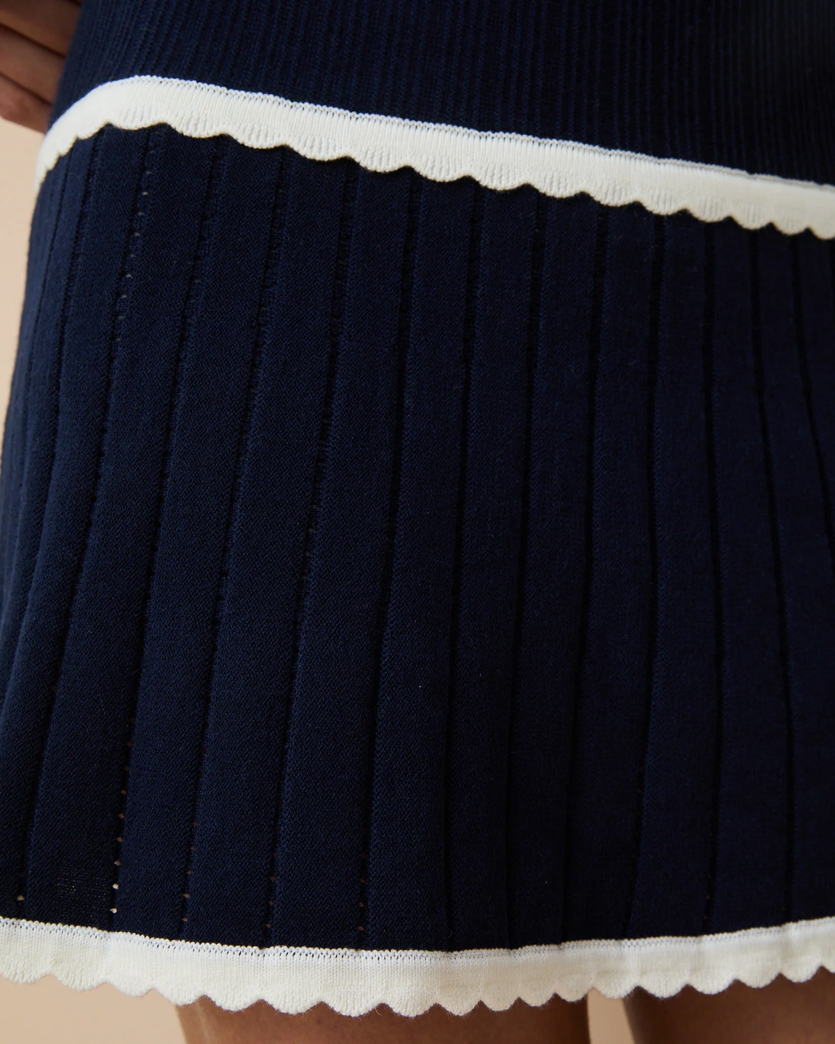 Women's Tiered Scallop Skirt Navy - Image 4