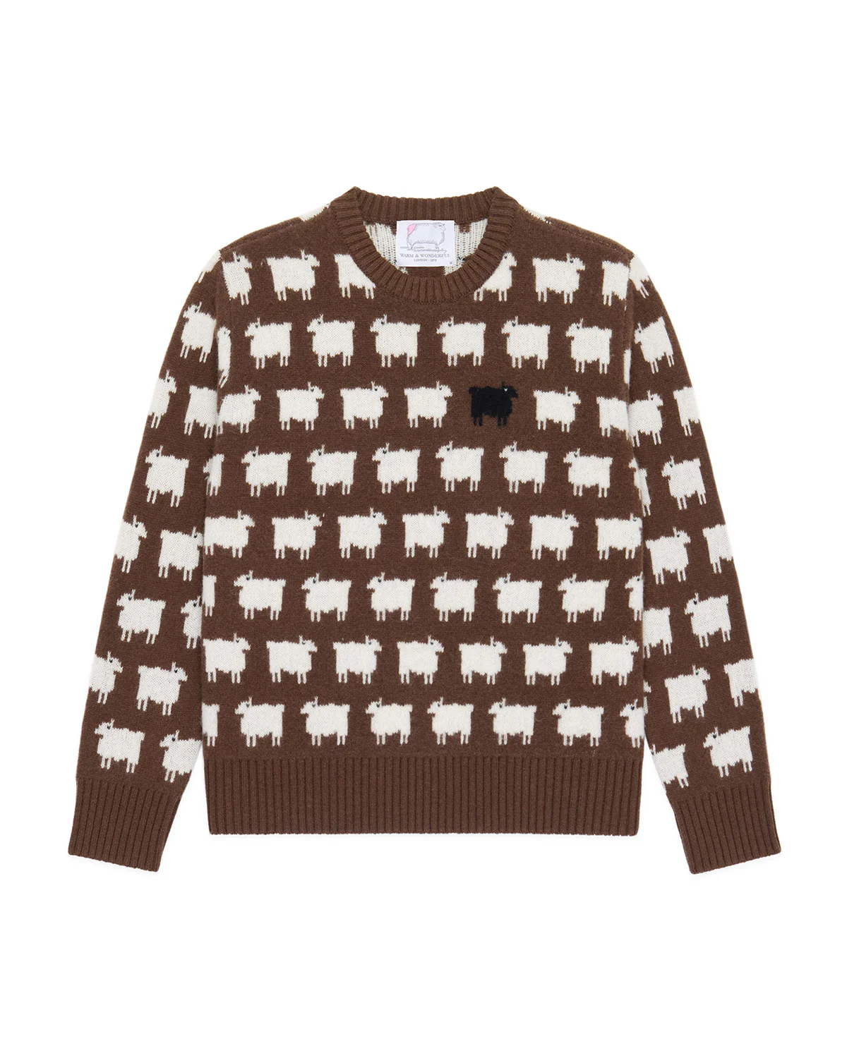 Women's Oversized Wool Sheep Sweater Brown - Image 7