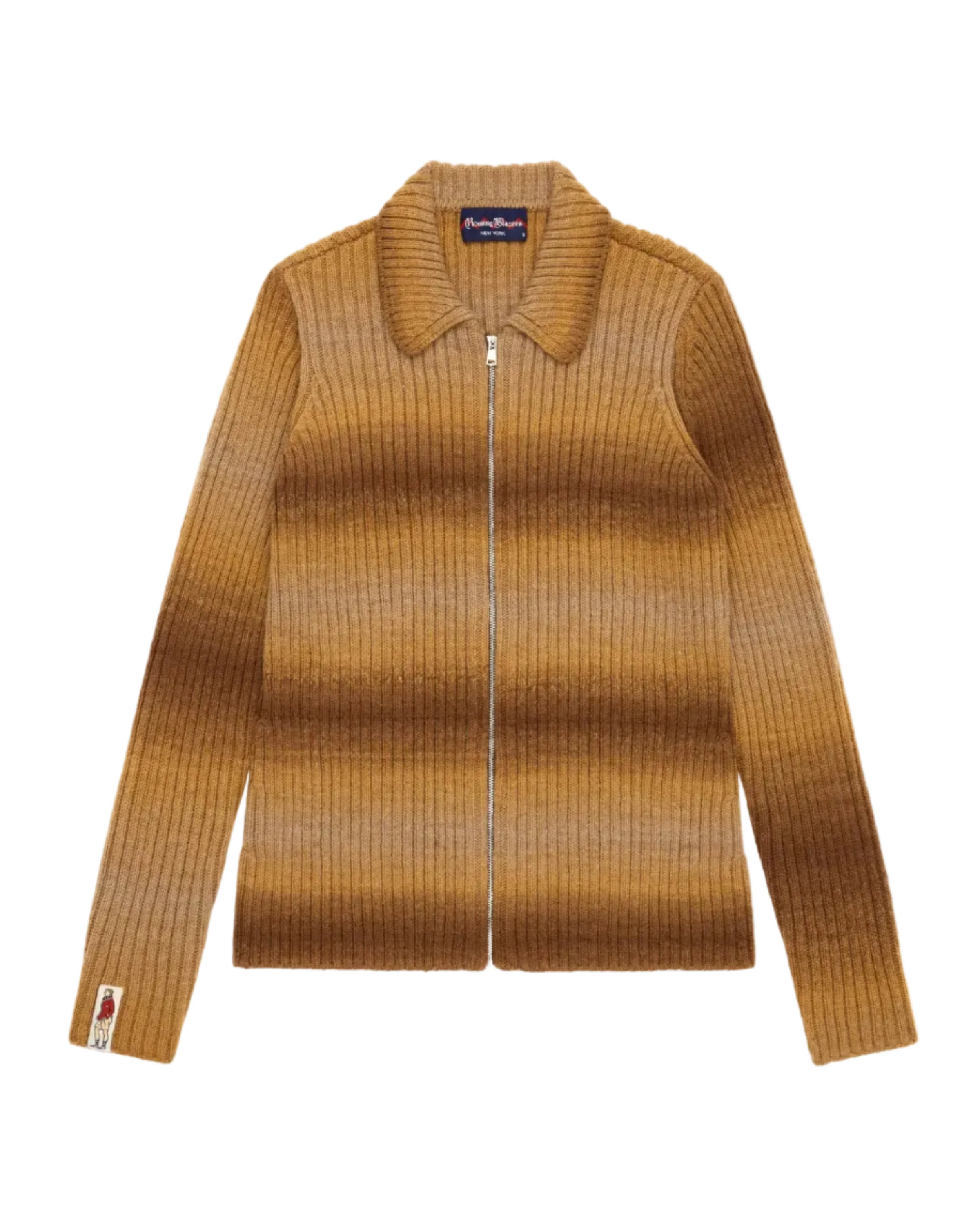 Women's Zip Through Gradient Striped Sweater Brown Gradient - Image 8